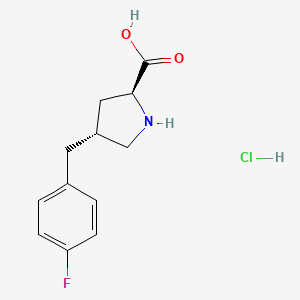 molecular formula C12H15ClFNO2 B1302930 (2S,4R)-4-(4-Fluorobenzyl)pyrrolidine-2-carboxylic acid hydrochloride CAS No. 1049733-41-6