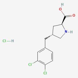 molecular formula C12H14Cl3NO2 B1302936 (2S,4R)-4-(3,4-Dichlorobenzyl)pyrrolidine-2-carboxylic acid hydrochloride CAS No. 1049742-96-2