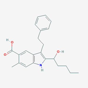 molecular formula C23H27NO3 B130296 2-(1-Hydroxypentyl)-6-methyl-3-(2-phenylethyl)-1H-Indole-5-carboxylic acid CAS No. 873841-43-1
