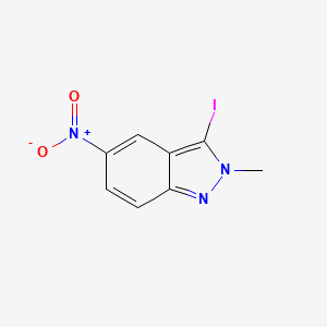 molecular formula C8H6IN3O2 B13029854 3-iodo-2-methyl-5-nitro-2H-indazole 