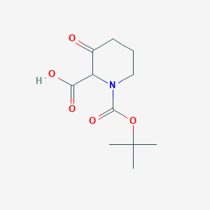 molecular formula C11H17NO5 B13029927 1-(tert-Butoxycarbonyl)-3-oxopiperidine-2-carboxylic acid 