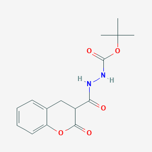 molecular formula C15H18N2O5 B130302 Tert-butyl 2-(2-oxochroman-3-carbonyl)hydrazinecarboxylate CAS No. 908230-99-9