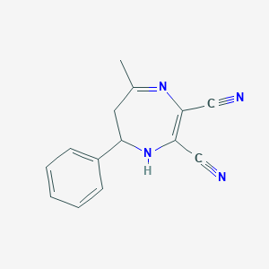 molecular formula C14H12N4 B1303107 5-methyl-7-phenyl-6,7-dihydro-1H-1,4-diazepine-2,3-dicarbonitrile CAS No. 51802-61-0