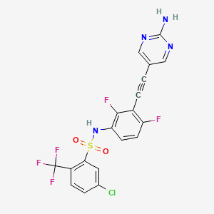 molecular formula C19H10ClF5N4O2S B13033190 N-(3-((2-Aminopyrimidin-5-yl)ethynyl)-2,4-difluorophenyl)-5-chloro-2-(trifluoromethyl)benzenesulfonamide 