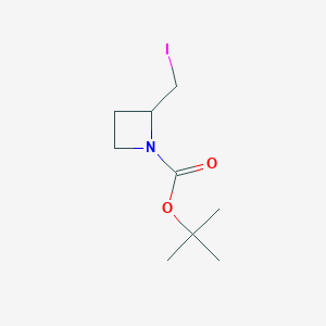 molecular formula C9H16INO2 B13033395 Tert-butyl2-(iodomethyl)azetidine-1-carboxylate 