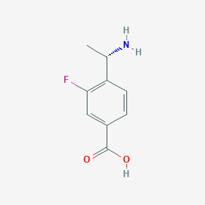 molecular formula C9H10FNO2 B13033481 (S)-4-(1-Aminoethyl)-3-fluorobenzoic acid 