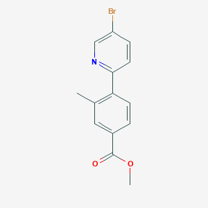molecular formula C14H12BrNO2 B13033533 Methyl 4-(5-bromopyridin-2-yl)-3-methylbenzoate 