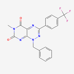 molecular formula C20H14F3N5O2 B13034303 1-Benzyl-6-methyl-3-(4-(trifluoromethyl)phenyl)pyrimido[5,4-e][1,2,4]triazine-5,7(1H,6H)-dione 