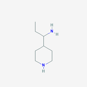 molecular formula C8H18N2 B13034534 1-(Piperidin-4-yl)propan-1-amine 