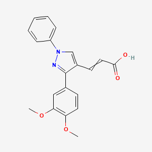 molecular formula C20H18N2O4 B1303536 3-[3-(3,4-Dimethoxyphenyl)-1-phenylpyrazol-4-yl]prop-2-enoic acid 