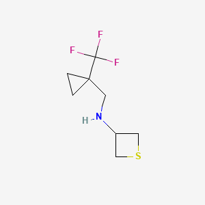molecular formula C8H12F3NS B13035693 N-((1-(Trifluoromethyl)cyclopropyl)methyl)thietan-3-amine 