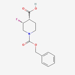 molecular formula C14H16FNO4 B13037465 rac-(3R,4S)-1-[(benzyloxy)carbonyl]-3-fluoropiperidine-4-carboxylic acid 