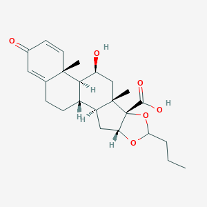 molecular formula C24H32O6 B130375 (1S,2S,4R,8S,9S,11S,12S,13R)-11-Hydroxy-9,13-dimethyl-16-oxo-6-propyl-5,7-dioxapentacyclo[10.8.0.02,9.04,8.013,18]icosa-14,17-diene-8-carboxylic acid CAS No. 192057-49-1
