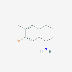 molecular formula C11H14BrN B13037545 7-Bromo-6-methyl-1,2,3,4-tetrahydronaphthalen-1-amine 