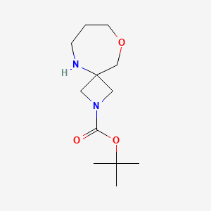 molecular formula C12H22N2O3 B13039248 Tert-butyl 9-oxa-2,5-diazaspiro[3.6]decane-2-carboxylate 