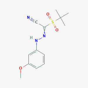 molecular formula C13H17N3O3S B1303934 1-tert-butylsulfonyl-N-(3-methoxyanilino)methanimidoyl cyanide 