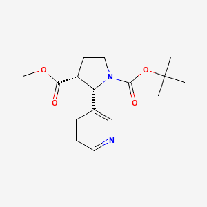 molecular formula C16H22N2O4 B13039695 Cis-1-Tert-Butyl3-Methyl2-(Pyridin-3-Yl)Pyrrolidine-1,3-Dicarboxylate 
