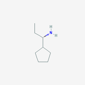 molecular formula C8H17N B13040787 (1S)-1-cyclopentylpropan-1-amine 