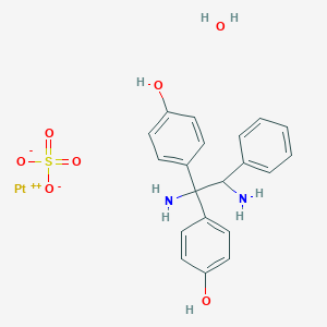molecular formula C20H22N2O7PtS B130408 Aqua(1,1-bis(4-hydroxyphenyl)-1,2-diamino-2-phenylethane)platinum(II) sulfate CAS No. 156248-29-2