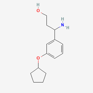 molecular formula C14H21NO2 B13040861 3-Amino-3-(3-cyclopentyloxyphenyl)propan-1-OL 