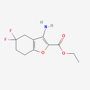 molecular formula C11H13F2NO3 B13040972 Ethyl 3-amino-5,5-difluoro-4,5,6,7-tetrahydrobenzofuran-2-carboxylate 
