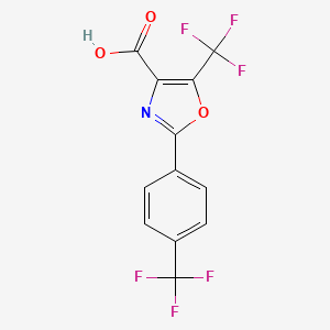molecular formula C12H5F6NO3 B1304116 5-(trifluoromethyl)-2-[4-(trifluoromethyl)phenyl]-1,3-oxazole-4-carboxylic Acid CAS No. 886497-47-8