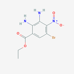 molecular formula C9H10BrN3O4 B13041378 Benzoicacid,5-bromo-2,3-diamino-4-nitro-,ethylester 