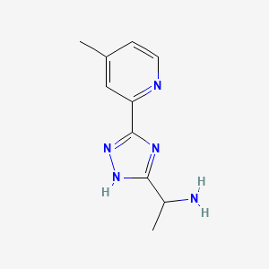 molecular formula C10H13N5 B13041386 1-(3-(4-Methylpyridin-2-yl)-1H-1,2,4-triazol-5-yl)ethanamine 