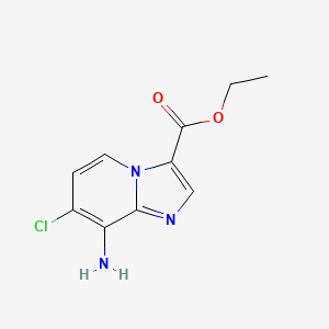molecular formula C10H10ClN3O2 B13041699 Ethyl 8-amino-7-chloroimidazo[1,2-A]pyridine-3-carboxylate 