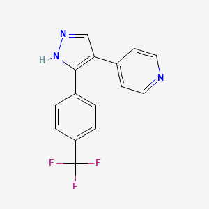 molecular formula C15H10F3N3 B1304189 4-{3-[4-(Trifluoromethyl)phenyl]-1H-pyrazol-4-yl}-pyridine CAS No. 396129-66-1