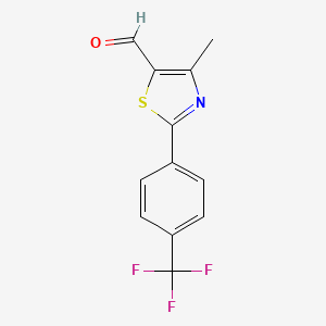 molecular formula C12H8F3NOS B1304216 4-Methyl-2-[4-(trifluoromethyl)phenyl]-1,3-thiazole-5-carbaldehyde CAS No. 438577-61-8