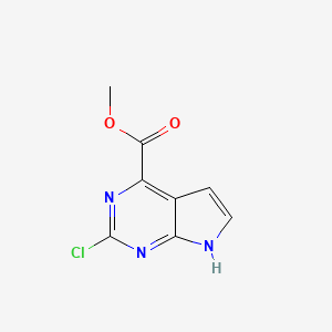molecular formula C8H6ClN3O2 B13042215 methyl 2-chloro-7H-pyrrolo[2,3-d]pyrimidine-4-carboxylate CAS No. 1292287-10-5