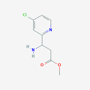 molecular formula C9H11ClN2O2 B13042450 Methyl 3-amino-3-(4-chloropyridin-2-yl)propanoate 