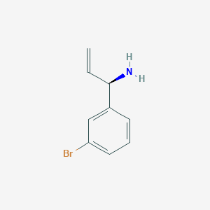 molecular formula C9H10BrN B13042565 (1R)-1-(3-Bromophenyl)prop-2-EN-1-amine 
