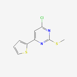 molecular formula C9H7ClN2S2 B13042725 4-Chloro-2-(methylthio)-6-(thiophen-2-YL)pyrimidine 