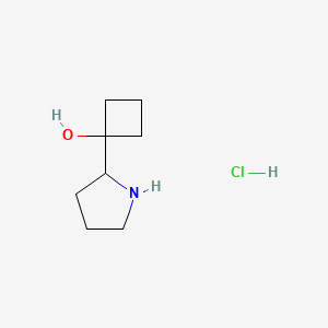 molecular formula C8H16ClNO B13043358 1-(Pyrrolidin-2-YL)cyclobutan-1-OL hcl CAS No. 2089650-62-2
