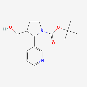 molecular formula C15H22N2O3 B13043734 Tert-Butyl 3-(Hydroxymethyl)-2-(Pyridin-3-Yl)Pyrrolidine-1-Carboxylate 