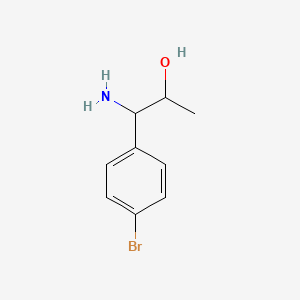 molecular formula C9H12BrNO B13044434 1-Amino-1-(4-bromophenyl)propan-2-ol 
