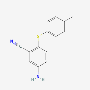 molecular formula C14H12N2S B1304472 5-Amino-2-[(4-methylphenyl)sulfanyl]benzenecarbonitrile CAS No. 303148-03-0