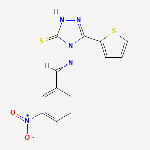 molecular formula C13H9N5O2S2 B1304509 4-{[(E)-(3-nitrophenyl)methylidene]amino}-5-(2-thienyl)-4H-1,2,4-triazole-3-thiol 