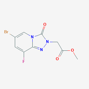 molecular formula C9H7BrFN3O3 B13045530 Methyl 2-(6-bromo-8-fluoro-3-oxo-[1,2,4]triazolo[4,3-A]pyridin-2(3H)-YL)acetate 