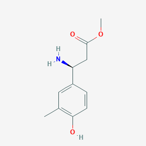 molecular formula C11H15NO3 B13045570 Methyl (3S)-3-amino-3-(4-hydroxy-3-methylphenyl)propanoate 