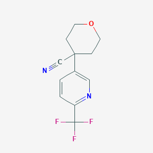 molecular formula C12H11F3N2O B13046265 4-(6-(Trifluoromethyl)pyridin-3-YL)tetrahydro-2H-pyran-4-carbonitrile 