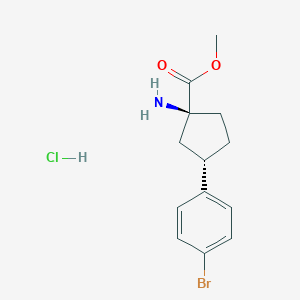 molecular formula C13H17BrClNO2 B13046988 Methyl (1S,3S)-1-amino-3-(4-bromophenyl)cyclopentane-1-carboxylate hcl 