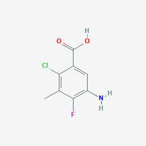 molecular formula C8H7ClFNO2 B13047025 5-Amino-2-chloro-4-fluoro-3-methylbenzoic acid 