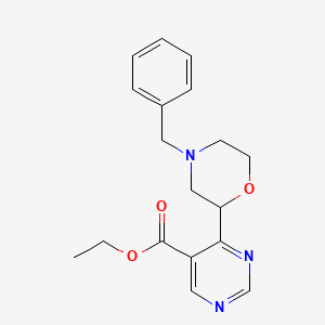 molecular formula C18H21N3O3 B13047029 Ethyl 4-(4-Benzylmorpholin-2-Yl)Pyrimidine-5-Carboxylate 