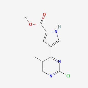 molecular formula C11H10ClN3O2 B13047077 Methyl 4-(2-chloro-5-methylpyrimidin-4-YL)-1H-pyrrole-2-carboxylate 
