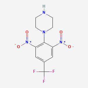 molecular formula C11H11F3N4O4 B1304736 1-[2,6-Dinitro-4-(trifluoromethyl)phenyl]piperazine CAS No. 36317-84-7