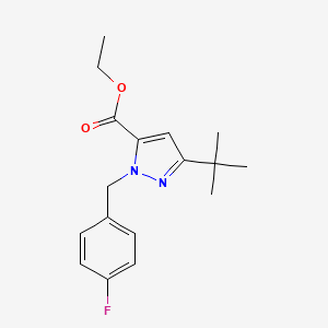 molecular formula C17H21FN2O2 B1304738 Ethyl 3-(tert-butyl)-1-(4-fluorobenzyl)-1H-pyrazole-5-carboxylate CAS No. 306936-98-1