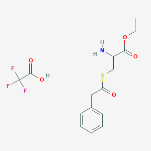 molecular formula C15H18F3NO5S B13047515 Ethyl 2-amino-3-[(2-phenylacetyl)sulfanyl]propanoate; trifluoroacetic acid 